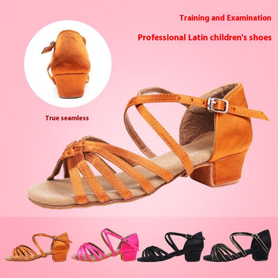 Zapatos de Danza Latina para Niños con Suela Blanda y Tacón Plano