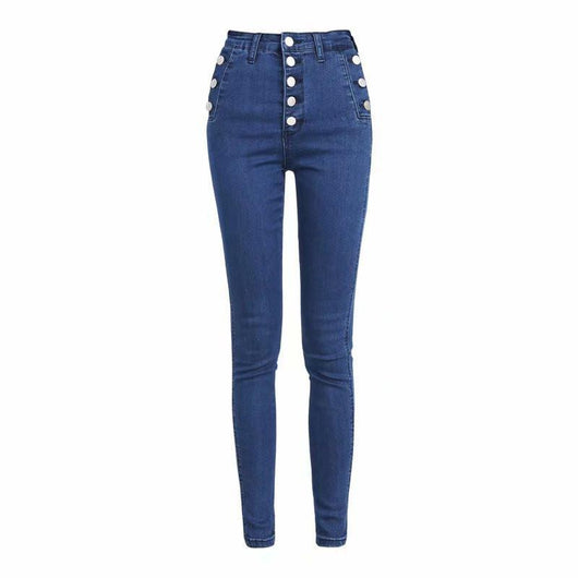 Pantalones Vaqueros Talle Alto con Botones y Tela Reforzada - Image 6
