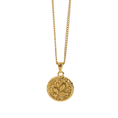 Collar Colgante Moneda Flor en Acero Inoxidable 316L Chapado en Oro 18K - Image 3