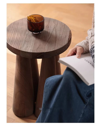 Mesa Auxiliar de Madera de Olmo Macizo para Sala y Balcón - Image 4