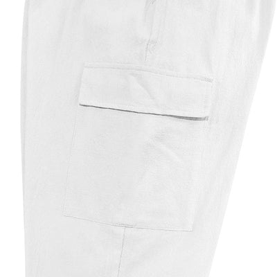 Pantalones Casuales de Algodón y Lino con Múltiples Bolsillos y Cordón Ajustable - Image 19