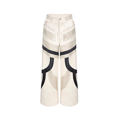 Pantalones Casuales de Invierno con Malla Calada y Detalles Patchwork - Image 15