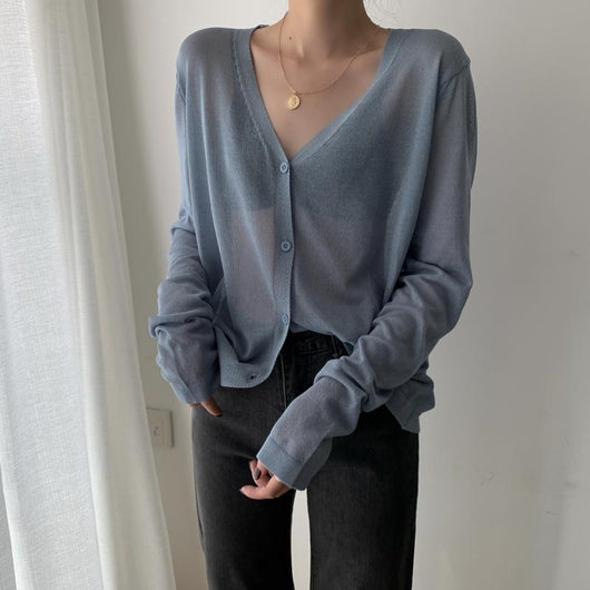 Cardigan de Seda de Hielo Tejido Fino con Protección Solar para Mujer - Image 18