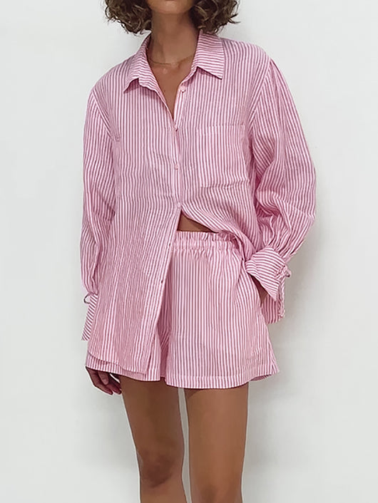 Camisa de Algodón Puro a Rayas - Estilo Casual Trendy - Image 4