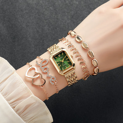 Reloj Cuadrado Elegante para Mujer con Pulsera Corazón - Image 13
