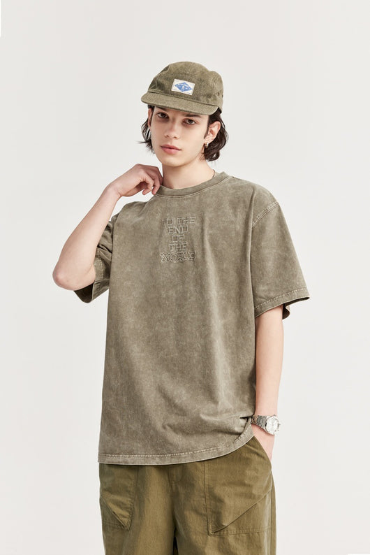 Camiseta Retro Vintage Lavada con Bordados para Hombre - Image 15