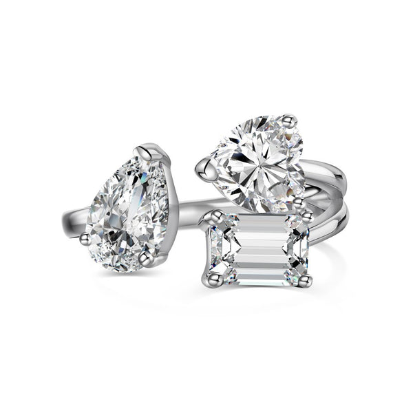 Anillo de Plata 925 para Mujer con Circonia Cúbica en Forma de Corazón y Pera - Image 5