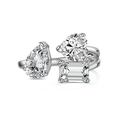 Anillo de Plata 925 para Mujer con Circonia Cúbica en Forma de Corazón y Pera - Image 5