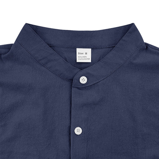 Traje de Lino Americano para Hombre - Dos Piezas Cuello Mao Playa Verano - Image 36
