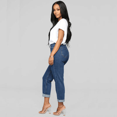 Pantalones Jeans Cintura Alta Rectos Sueltos para Mujer - Image 5