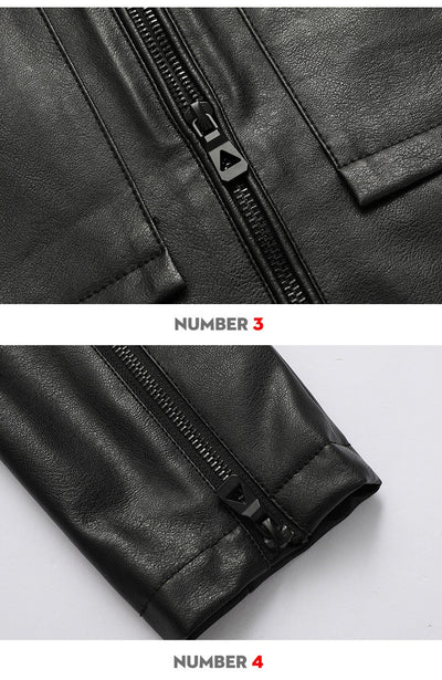 Chaqueta de Cuero para Motociclista Slim Fit Casual - Image 9