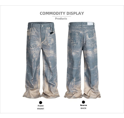 Jeans Rectos Lavados con Patrón Distressed en Tonos Neutros - Image 7