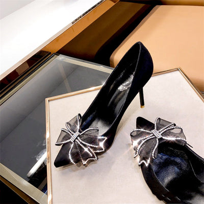 Zapatos de Cristal Banquete Princesa Negro Profesional