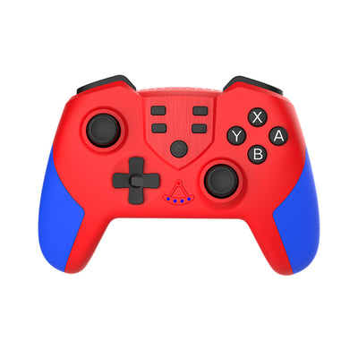 Black wireless Bluetooth gamepad with red left grip and blue right grip, dual joysticks, and action buttons. - Image 5