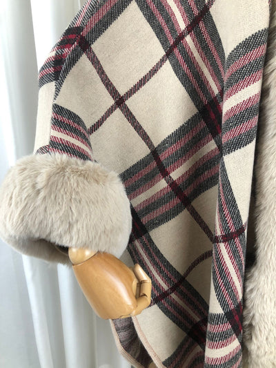 Cardigan Poncho a Cuadros con Flecos para Mujer - Image 15
