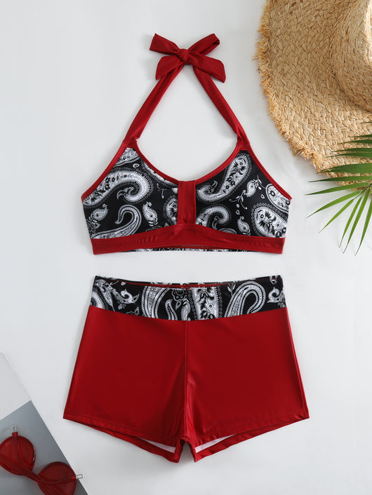 Bikini Reductor Estampado con Halter Ajustable para Mujer - Image 26