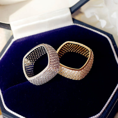 Anillo de Diamantes Cuadrado Lujo Nicho - Dedo Índice - Image 12