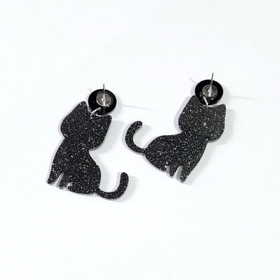 Aretes de Gato Negro con Huesos Halloween - Estilo Gótico Infantil y Adulto
