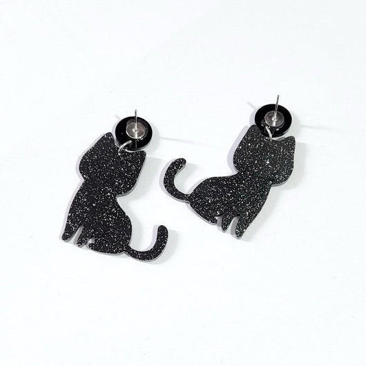 Aretes de Gato Negro con Huesos Halloween - Estilo Gótico Infantil y Adulto