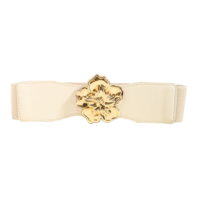 Cinturón Elástico para Mujer con Hebilla Floral Dorada - Accesorio Elegante para Vestidos - Image 28