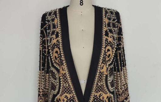 Blazer Acolchado con Estampado de Perlas para Mujer - Image 16