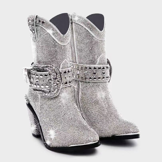 Botas de Tacón Grueso Estilo Pasarela para Mujer