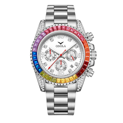 Reloj Ejecutivo Resistente al Agua con Banda de Acero Inoxidable y Arcoíris - Image 7