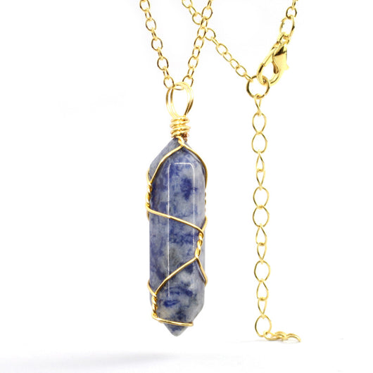 Collar Colgante de Cristal Hexagonal Envuelto a Mano con Piedra Natural - Image 17
