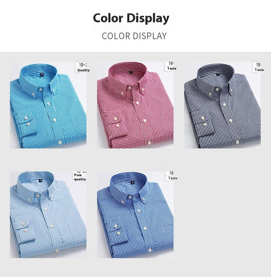 Camisa Casual de Algodón a Cuadros para Hombre - Manga Larga Transpirable Otoño - Image 13