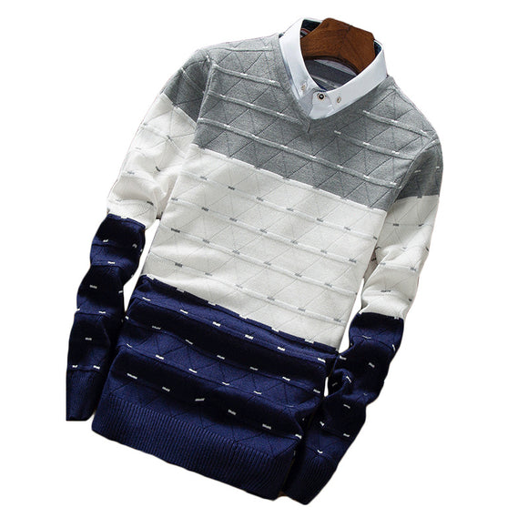 Suéter Hombre Cuello Camisero Falso Dos Piezas