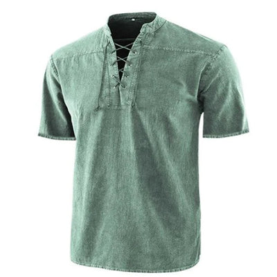 Camisa Retro Hombre Cuello de Corbata Manga Corta Verano - Image 6