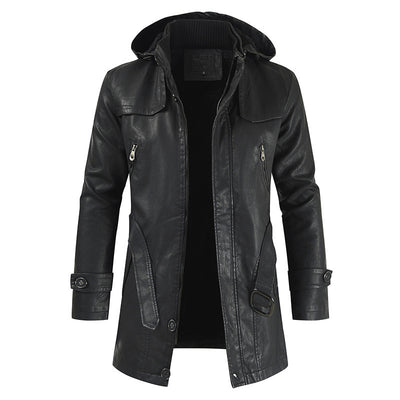 Abrigo de Cuero Largo para Hombre Talla Grande - Image 7