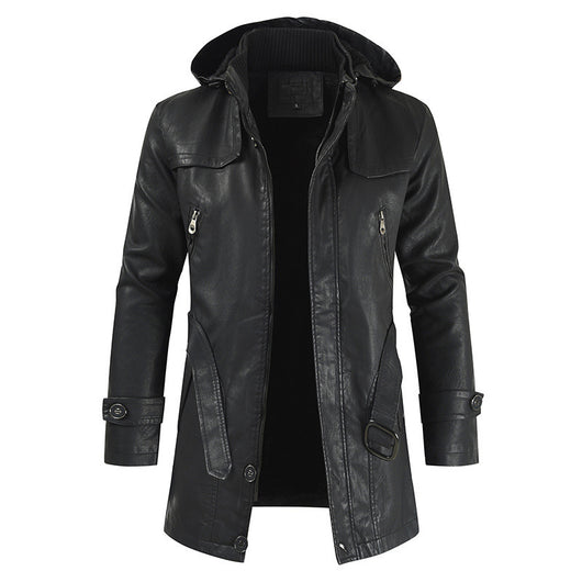 Abrigo de Cuero Largo para Hombre Talla Grande - Image 7