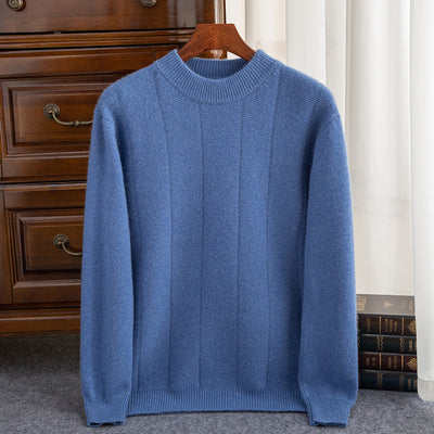 Suéter de Cachemira para Hombre Invierno - Cuello Redondo Rayas Doble Grosor - Image 9