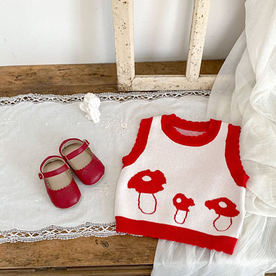 Chaleco Tejido de Algodón para Niños con Diseño Jacquard Setas - Image 11