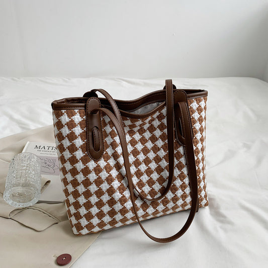Bolso de Cuadros con Asa Simple y Gran Capacidad para Mujer - Image 2
