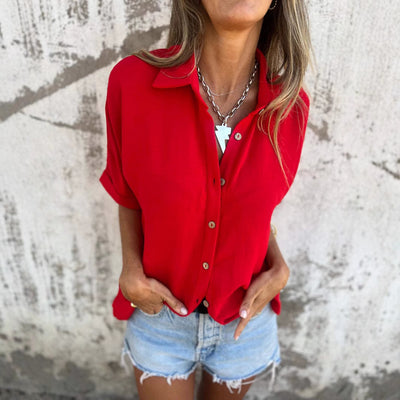 Blusa Casual de Cuello Vuelto para Mujer