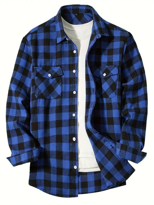 Camisa Cuadriculada Holgada de Polar para Hombre - Image 8