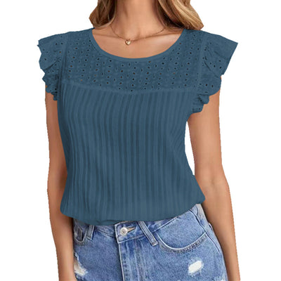 Blusa Patchwork Sin Mangas con Volantes para Mujer - Image 10