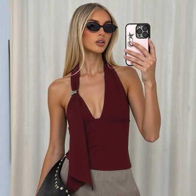 Camiseta Halter Calada Elegante para Mujer - Image 6