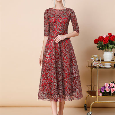 Vestido Slim Fit Elegante con Bordado Delicado para Mujer - Image 7