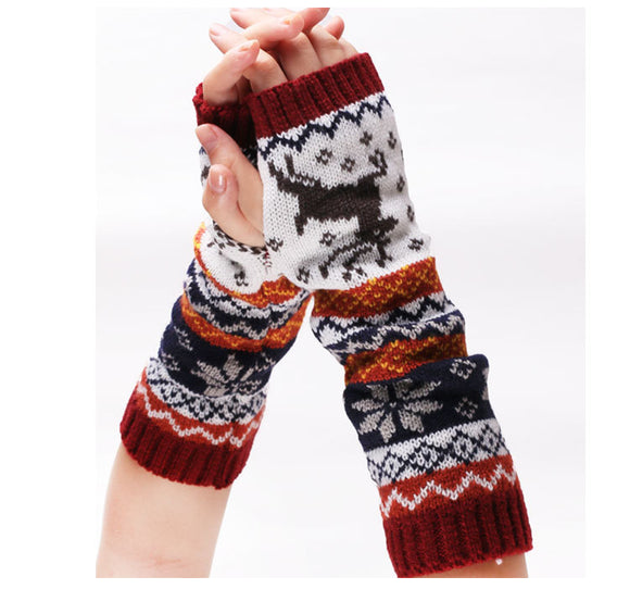 Guantes Navideños de Lana Tejida con Diseño Infantil - Cálidos y Acogedores