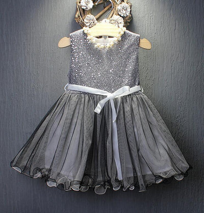 Vestido Princesa Niña con Lentejuelas, Lazo y Falda Plisada sin Mangas - Image 13