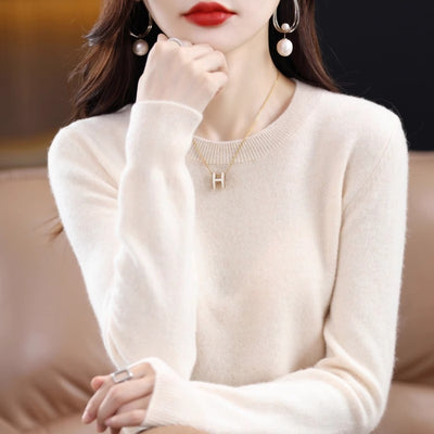 Suéter de Lana Pura Cuello Redondo Mujer - Diseño Holgado Otoño Invierno - Image 3