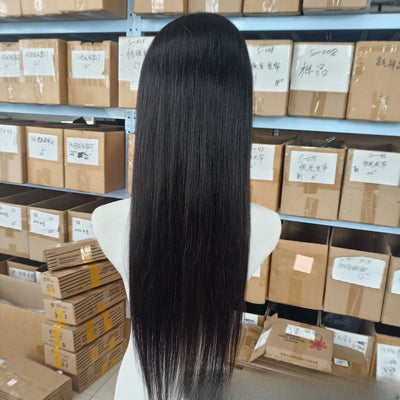 Peluca de Cabello Natural Encaje Completo Negro para Mujer - Image 5