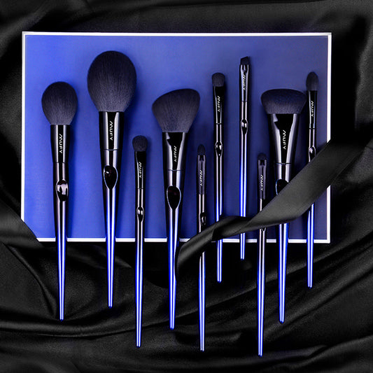 Set de 10 Brochas de Maquillaje Azul Premium