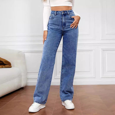 Jeans Rectos Lavados Cintura Media para Mujer - Image 3