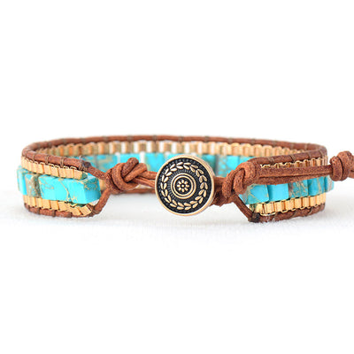 Pulsera de Cuero Tejida a Mano Imperial Stone - Image 8
