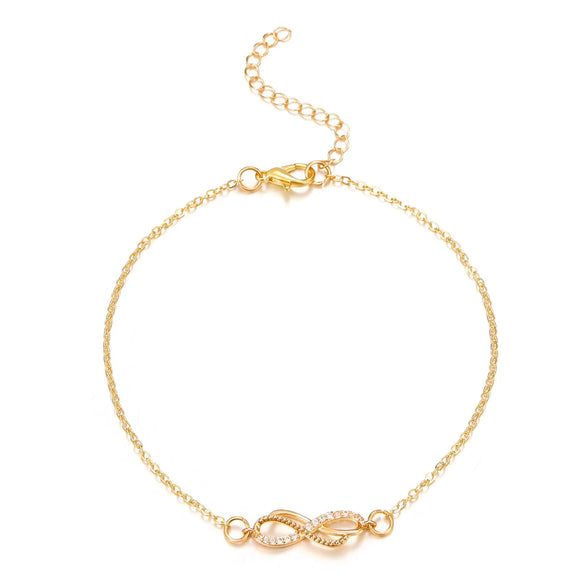 Pulsera de tobillo infinita de diamantes