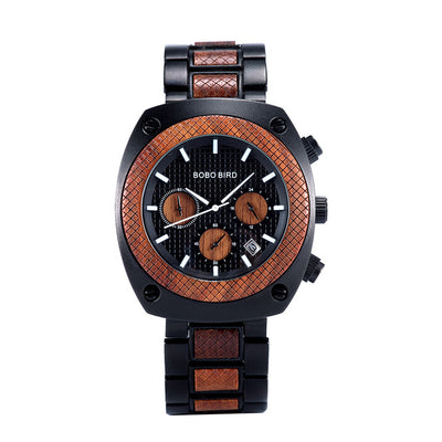 Reloj de Madera Multifunción con Tres Esferas de Cuarzo - Image 3